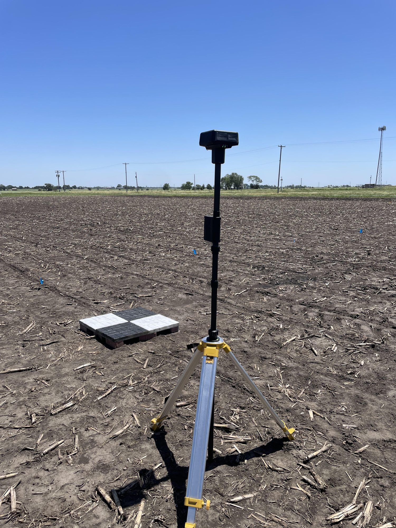 Drone RTK base station and ground control panel in field